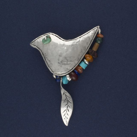 bird brooch with gemstones - Portobello Lane