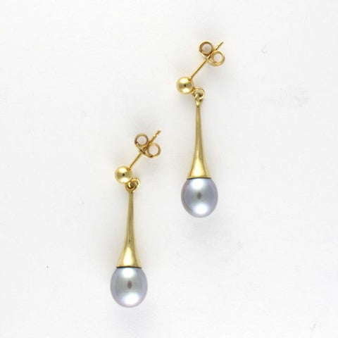 cone silver pearl earring - Portobello Lane