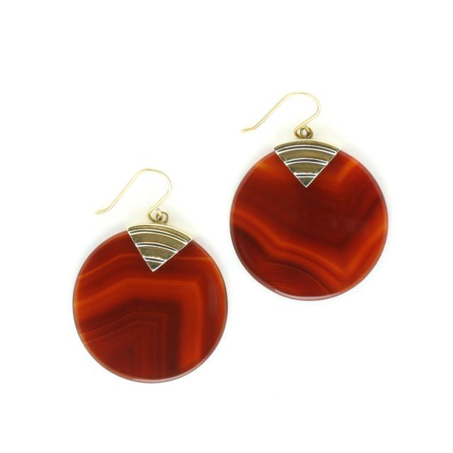 art deco disc earrings carnelian - Portobello Lane