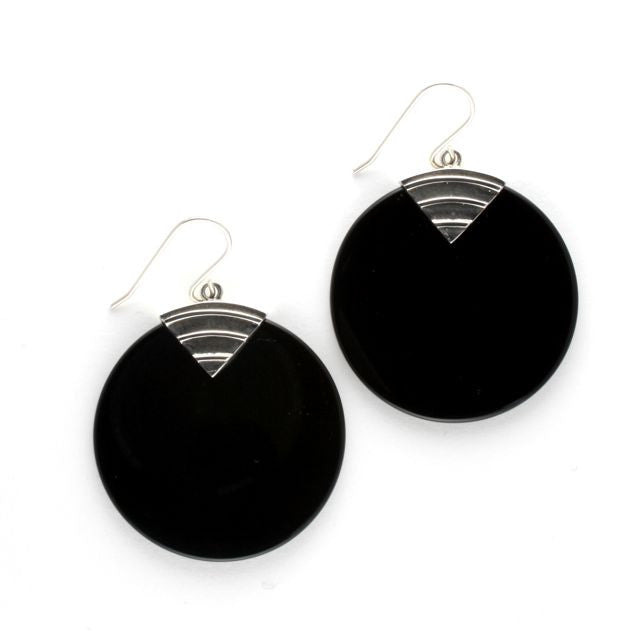 art deco disc earrings onyx - Portobello Lane