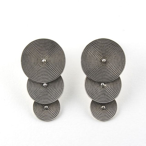 silver woven disc earrings - Portobello Lane