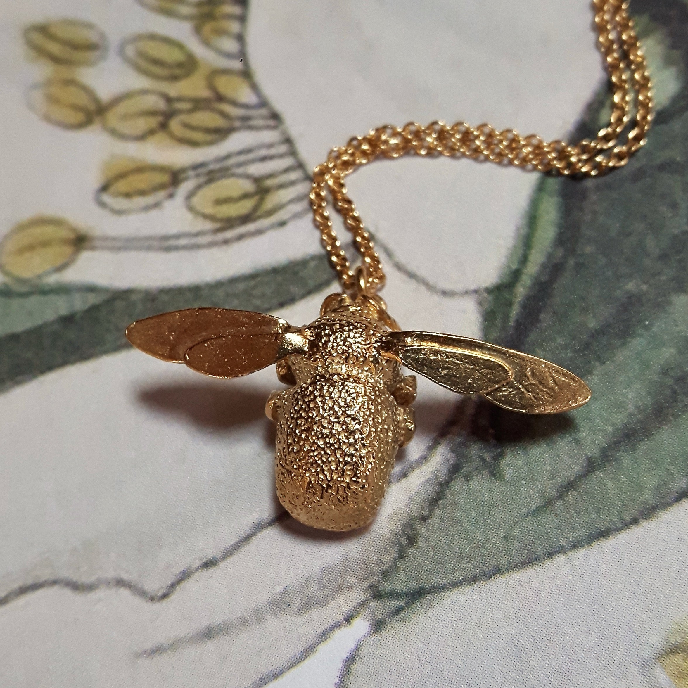 Tiny Gold Enamel Bumblebee Pendant Necklace - Homebird House