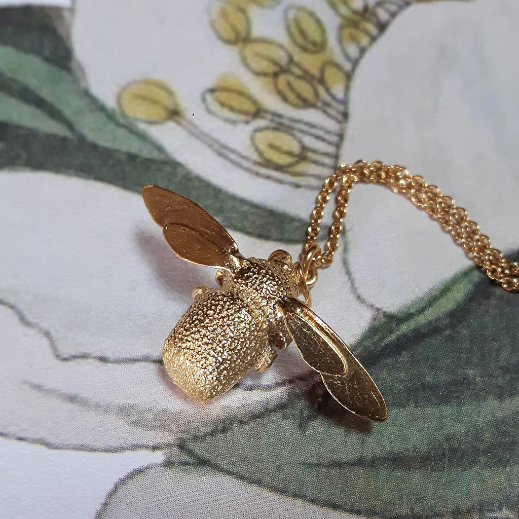 Sterling silver and gold plated bumble bee necklace - Distinctly Donegal