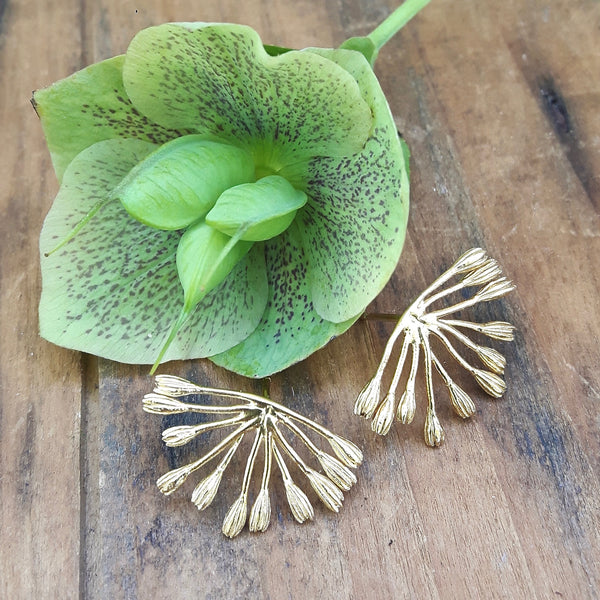 fanned seed pod stud earrings - Portobello Lane