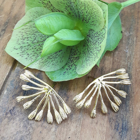 fanned seed pod stud earrings - Portobello Lane