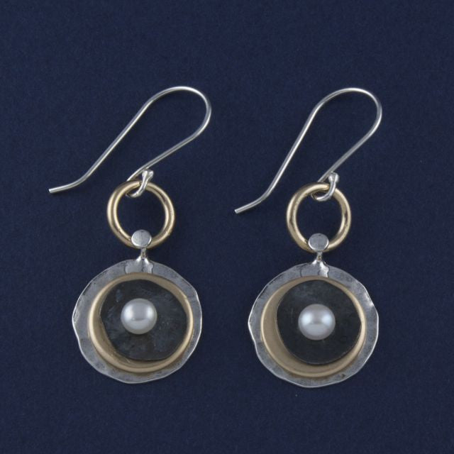 silver, gold & pearl earring - Portobello Lane