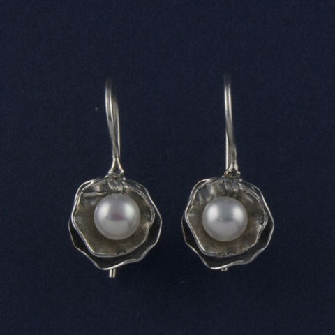 silver & pearl earrings oyster petites - Portobello Lane