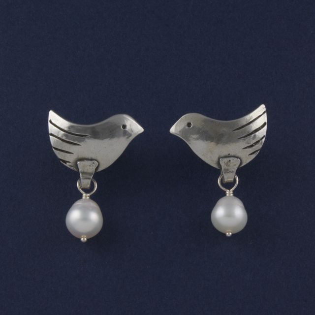 bird stud earrings with pearl - Portobello Lane