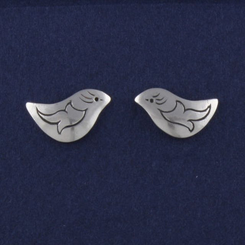 bird stud earrings petite etched - Portobello Lane