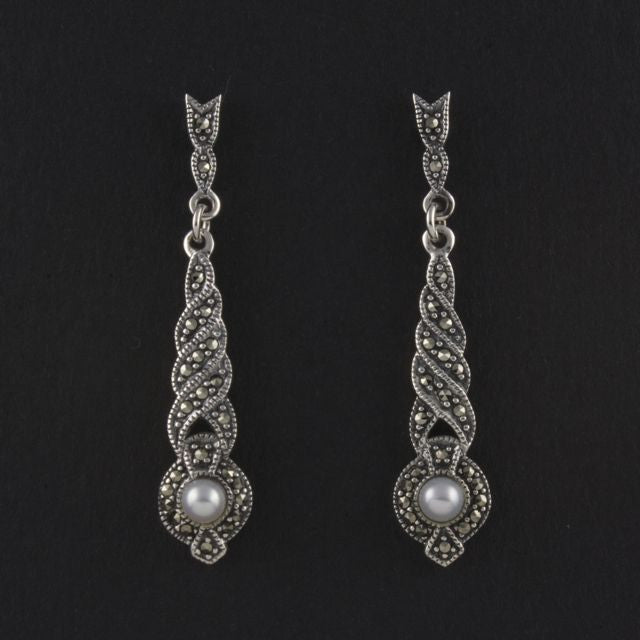 marcasite earrings pearl - Portobello Lane