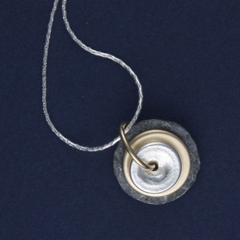 silver & gold discs necklace - Portobello Lane
