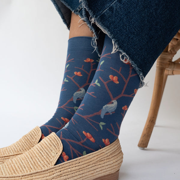 socks oiseaux denim - Portobello Lane