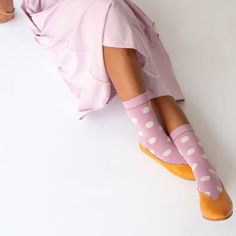 socks polka dots rosewood - Portobello Lane