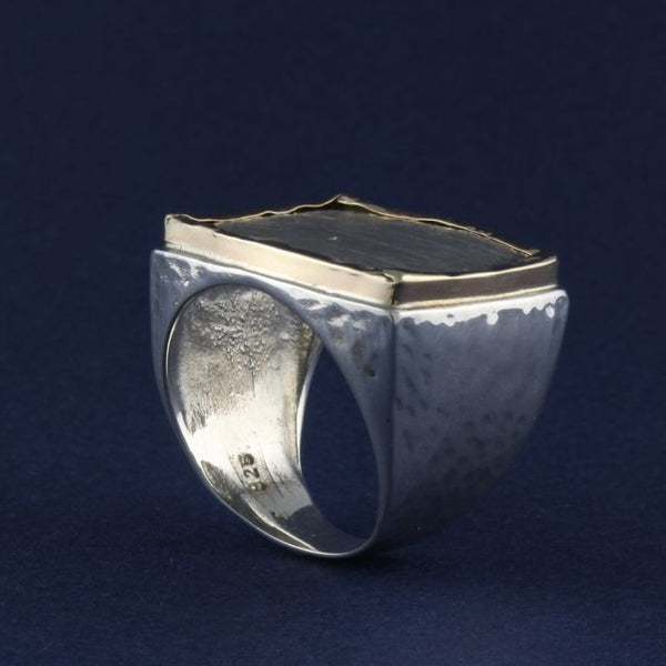 silver & gold fold edge ring - Portobello Lane