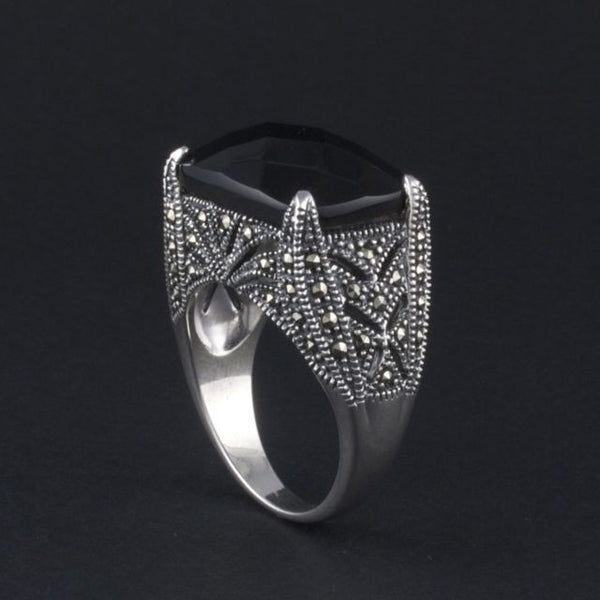 art deco ring onyx - Portobello Lane