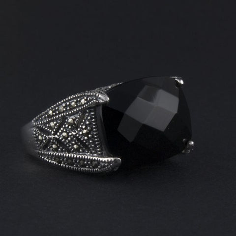 art deco ring onyx - Portobello Lane